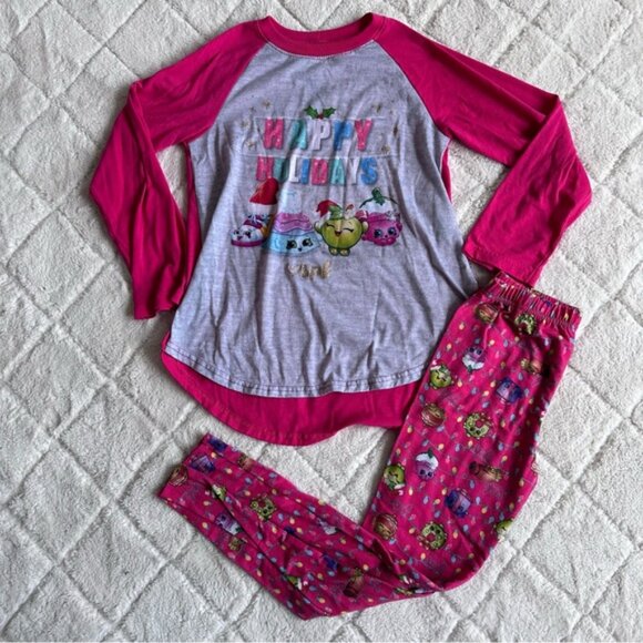 Shopkins | Girls Two Piece "Happy Holidays" Christmas Pajama Set | Size 8 - Picture 2 of 9